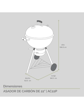 Asador de carbón Avera AC22P