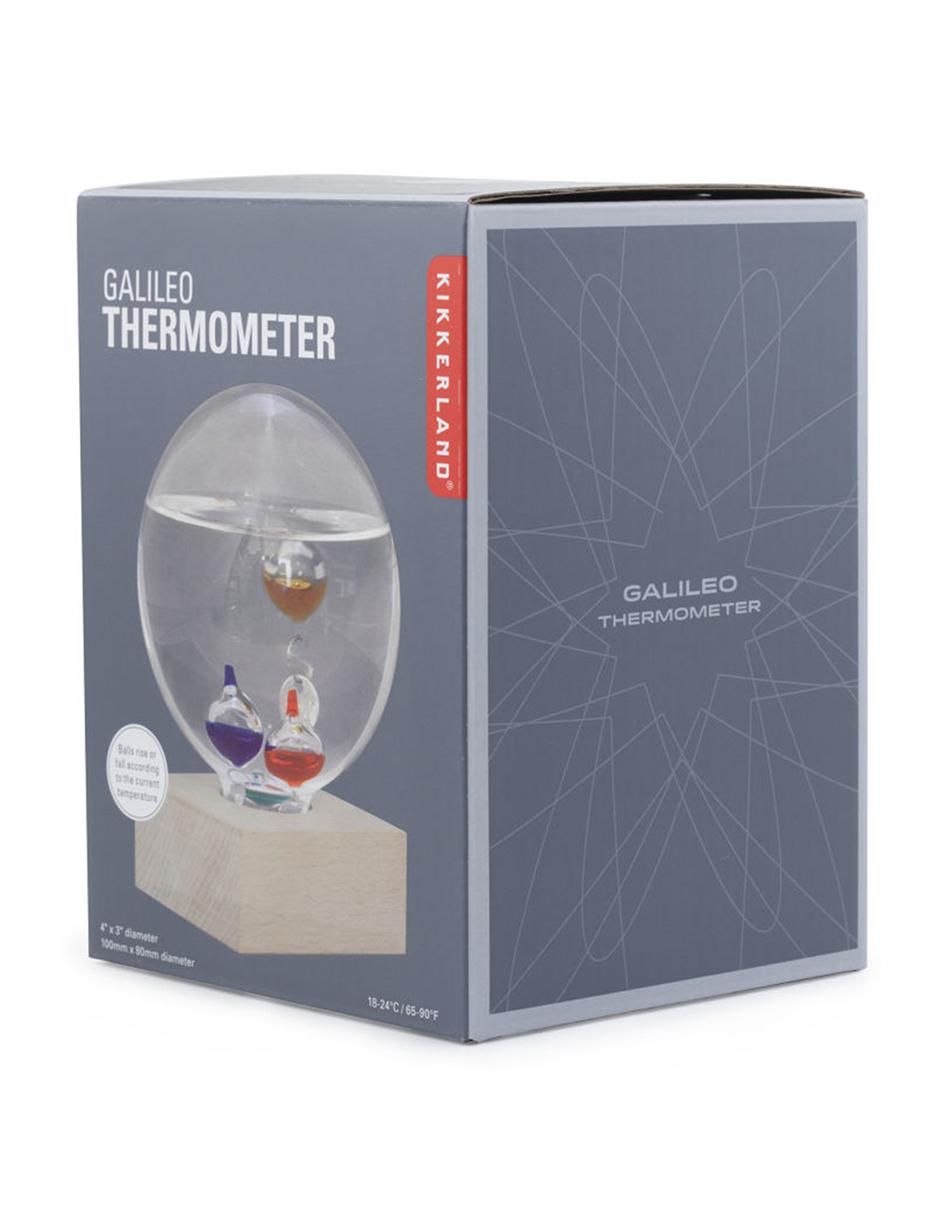 Termómetro tipo Galileo de vidrio y con base de madera 2