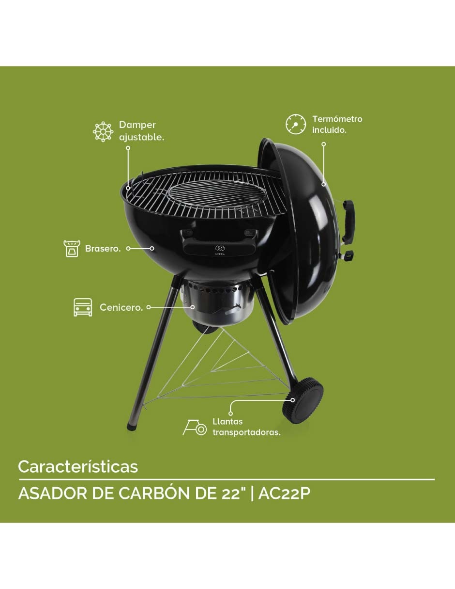 Asador de carbón AC22P 7